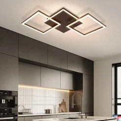 NETTLIFE Plafonnier LED Salon Noir Dimmable Carré Moderne 36w Avec Télécommande