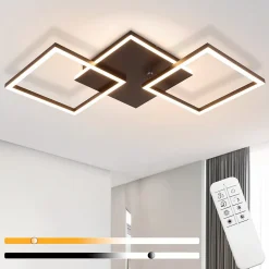 NETTLIFE Plafonnier LED Salon Noir Dimmable Carré Moderne 36w Avec Télécommande