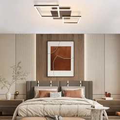 NETTLIFE Plafonnier LED Salon Noir Dimmable Carré Moderne 36w Avec Télécommande