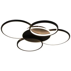 NETTLIFE Plafonnier LED salon dimmable 70W avec télécommande 5 anneaux blanc moderne acrylique