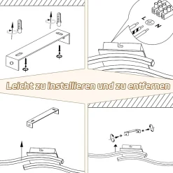 NETTLIFE plafonnier LED 12W bois 3000K blanc chaud design moderne métal noir