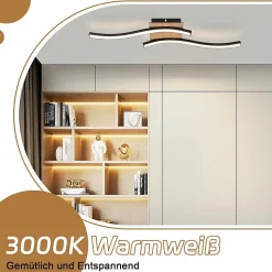 NETTLIFE plafonnier LED 12W bois 3000K blanc chaud design moderne métal noir