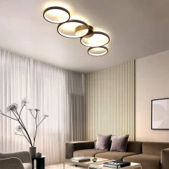 NETTLIFE Plafonnier LED 37W 3000k Blanc Chaud Anneau Rond Moderne Noir 89cm Lampe de Bureau Design pour Salon Couloir Bureau