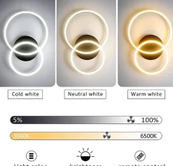 NETTLIFE Plafonnier LED 46W Dimmable Design Moderne Lampe de Salon avec Télécommande pour Chambre à Coucher Cuisine Marron