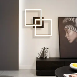 NETTLIFE Plafonnier LED 24W Noir Design Moderne Blanc Chaud Carré pour Salon Chambre Cuisine Couloir