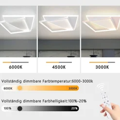 NETTLIFE Plafonnier LED 40W moderne lampes salon chambre dimmable avec télécommande blanc design cuisine lampe pour couloir
