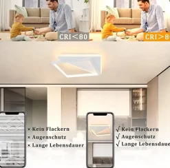 NETTLIFE Plafonnier LED 40W moderne lampes salon chambre dimmable avec télécommande blanc design cuisine lampe pour couloir