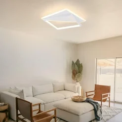 NETTLIFE Plafonnier LED 40W moderne lampes salon chambre dimmable avec télécommande blanc design cuisine lampe pour couloir