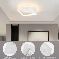 NETTLIFE Plafonnier LED 40W moderne lampes salon chambre dimmable avec télécommande blanc design cuisine lampe pour couloir