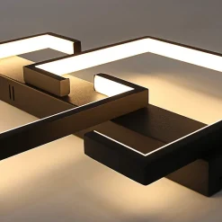 NETTLIFE plafonnier LED 35W noir lampe de salon dimmable avec télécommande design moderne lampe de table à manger lampe de bureau