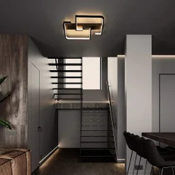 NETTLIFE plafonnier LED 35W noir lampe de salon dimmable avec télécommande design moderne lampe de table à manger lampe de bureau