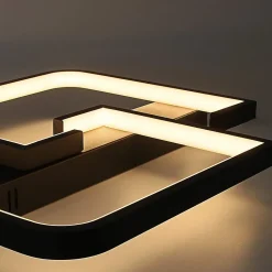 NETTLIFE plafonnier LED 35W noir lampe de salon dimmable avec télécommande design moderne lampe de table à manger lampe de bureau