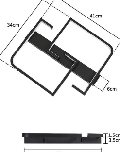 NETTLIFE plafonnier LED 35W noir lampe de salon dimmable avec télécommande design moderne lampe de table à manger lampe de bureau