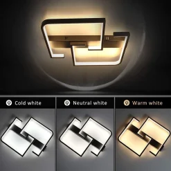 NETTLIFE plafonnier LED 35W noir lampe de salon dimmable avec télécommande design moderne lampe de table à manger lampe de bureau