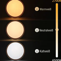 NETTLIFE Plafonnier LED 18W 30cm à Coucher Dimmable avec Télécommande Cuisine Lampe de Cuisine Moderne Ronde pour Couloir de