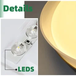 NETTLIFE Plafonnier LED 36W, 3000K-6000K, 41,5x41,5x7,5 cm Dimmable Noir avec Télécommande Rond Moderne pour Cuisine Couloir