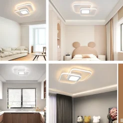 NETTLIFE Plafonnier LED 48W Métal Blanc Dimmable Moderne avec Télécommande pour Chambre Salon Cuisine Salle à Manger