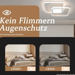 NETTLIFE Plafonnier LED 48W Métal Blanc Dimmable Moderne avec Télécommande pour Chambre Salon Cuisine Salle à Manger