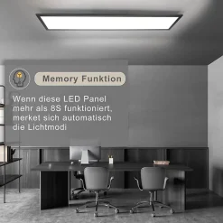 NETTLIFE Plafonnier LED 120x30CM 48W Panneau Noir Dimmable avec Télécommande pour Salon Moderne Bureau Cuisine Couloir