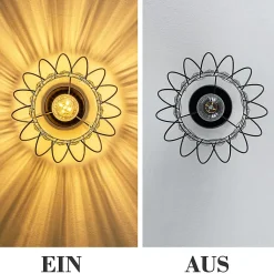 NETTLIFE Plafonnier Plafonnier moderne en cristal : Lampe de couloir noire E27 Lampe de cuisine vintage avec cadre en métal