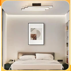 NETTLIFE Plafonnier salon chambre moderne lampe noir 18W design intérieur 3000K blanc chaud