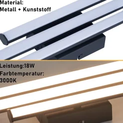 NETTLIFE Plafonnier salon chambre moderne lampe noir 18W design intérieur 3000K blanc chaud