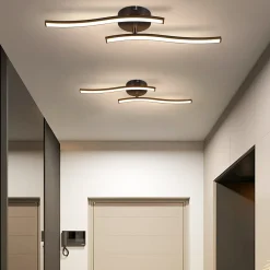 NETTLIFE Plafonnier salon LED plafonnier chambre moderne noir 12W 3000K intérieur blanc chaud