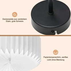 NETTLIFE Plafonnier salon plafonnier vintage - lampe de cuisine blanche abat-jour papier design industriel G9