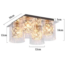 NETTLIFE Plafonnier Salon Moderne Cristaux G9 Avec Abat-jour En Verre Lampe De Chambre