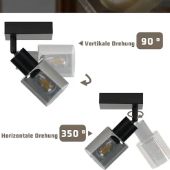 NETTLIFE Plafonnier Spot 1 Flamme Noir Industriel E14 Plafonnier Pour Salon