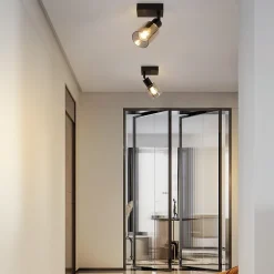 NETTLIFE Plafonnier Spot 1 Flamme Noir Industriel E14 Plafonnier Pour Salon