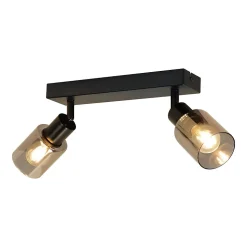 NETTLIFE Plafonnier Spot 2 Flammes Noir Industriel E14 Plafonnier Pour Salon