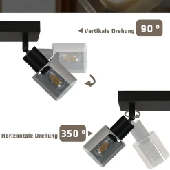 NETTLIFE Plafonnier Spot 2 Flammes Noir Industriel E14 Plafonnier Pour Salon