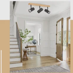 NETTLIFE Plafonnier Spot de plafond Noir 3 flamme GU10 Bois moderne rétro Métal réglables Sans ampoules