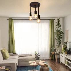 NETTLIFE Plafonnier vintage noir - Spot de plafond suspendu à 3 lampes E27 avec 3 spots