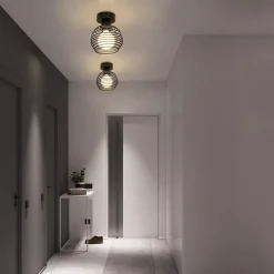 NETTLIFE Plafonnier vintage plafonnier 2 lampes de couloir rétro noir E27 max.40W Sans ampoules