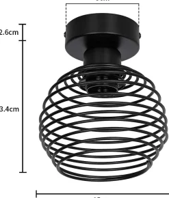 NETTLIFE Plafonnier vintage plafonnier 2 lampes de couloir rétro noir E27 max.40W Sans ampoules