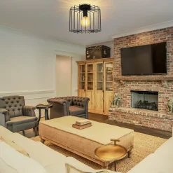 NETTLIFE Plafonnier Vintage E27 Lustre Cage Noire 27CM Lampe de Couloir Rétro en Métal