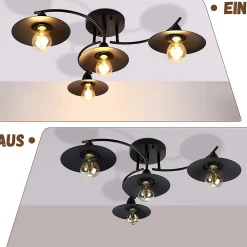 NETTLIFE Plafonnier Vintage E27 Rétro Noir Lampe Industrielle Couloir Lampe Intérieur Chambre Lampe Salle à Manger Éclairage