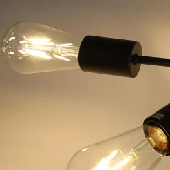 NETTLIFE Plafonnier Vintage 6 Ampoules Salon E27 Lustre Noir Rétro Lampe de Chambre à Coucher Style Rustique Lampe