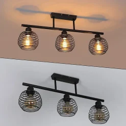 NETTLIFE Plafonnier Vintage Rétro 25W E27 Lampe Industrielle Lampe Design Noire pour Salon Salle à Manger Salle d'étude