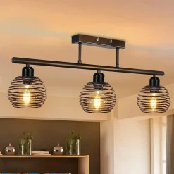 NETTLIFE Plafonnier Vintage Rétro 25W E27 Lampe Industrielle Lampe Design Noire pour Salon Salle à Manger Salle d'étude