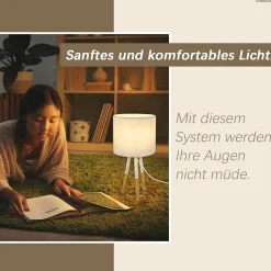 Nettlife Set de 1 lampe de table moderne, abat-jour en tissu, E27, max. 40W, blanc