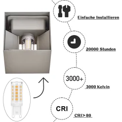 NETTLIFE Set de 4 Lampes Murales LED Ext, Blanc Chaud IP65, Anthracite, pour Maison, Cage d Escalier