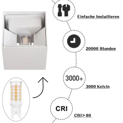 NETTLIFE Set de 4 Lampes Murales LED Ext, Blanc Chaud IP65, pour Maison, Chambre, Couloir, Cage d Escalier