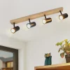 NETTLIFE Spot de plafond 4 flammes plafonnier en bois noirs GU10 orientable vintage