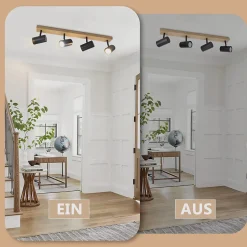 NETTLIFE Spot de plafond 4 flammes plafonnier en bois noirs GU10 orientable vintage