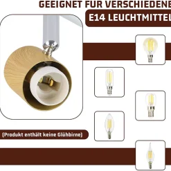 NETTLIFE Spot de plafond vintage E14 intérieur industriel abat-jour en fer orientable sans ampoule