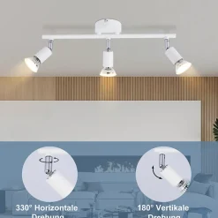 NETTLIFE Spot de plafond LED 3 ampoules plafonnier - plafonnier d'intérieur GU10 blanc chaud moderne