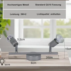 NETTLIFE Spot de plafond LED orientable GU10 spots de plafond 2 lampes salon industriel